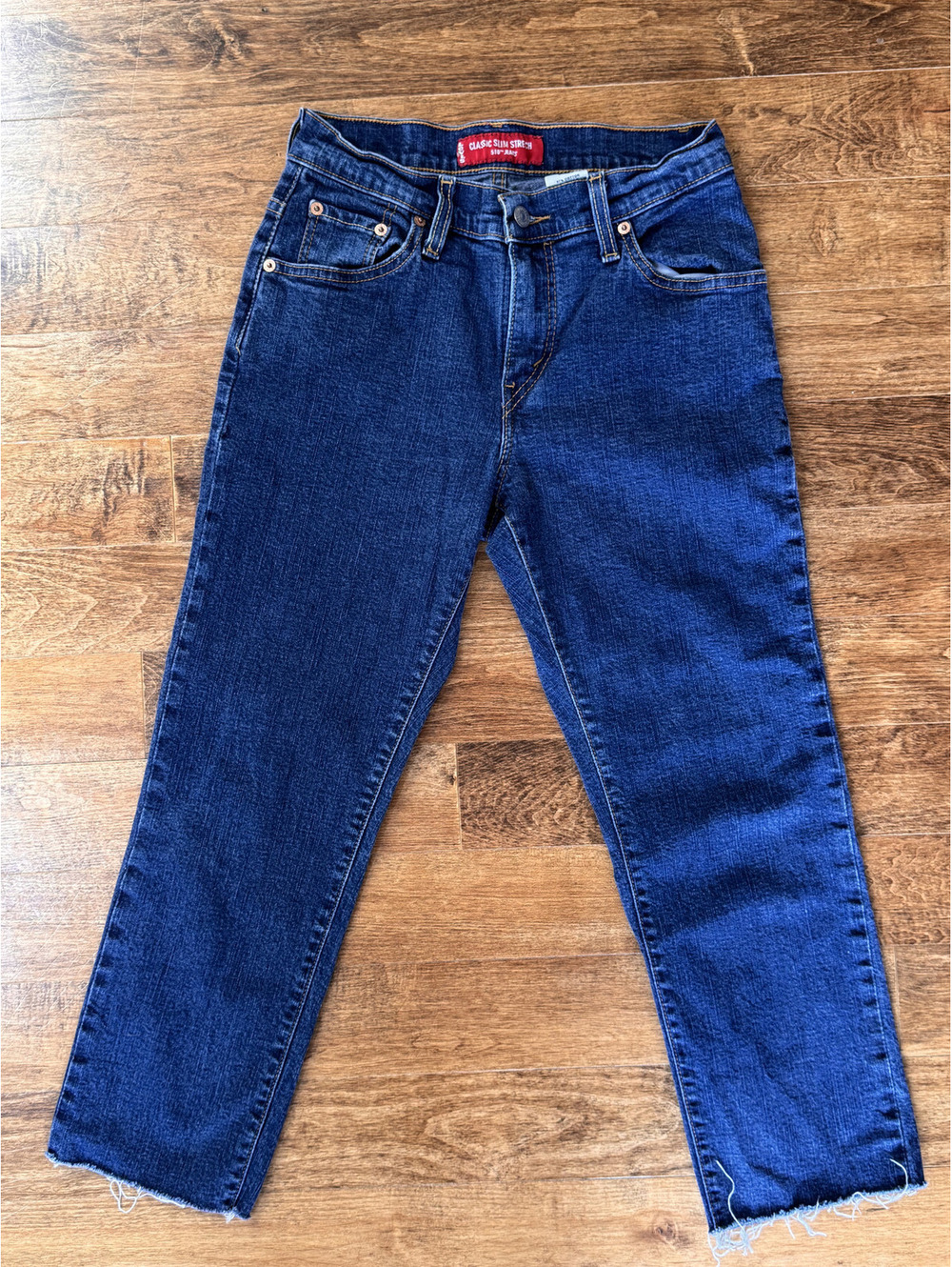 Levi's 510 Skinny Jeans Womens 4 Short Low Rise Dark Wash Fray Hem